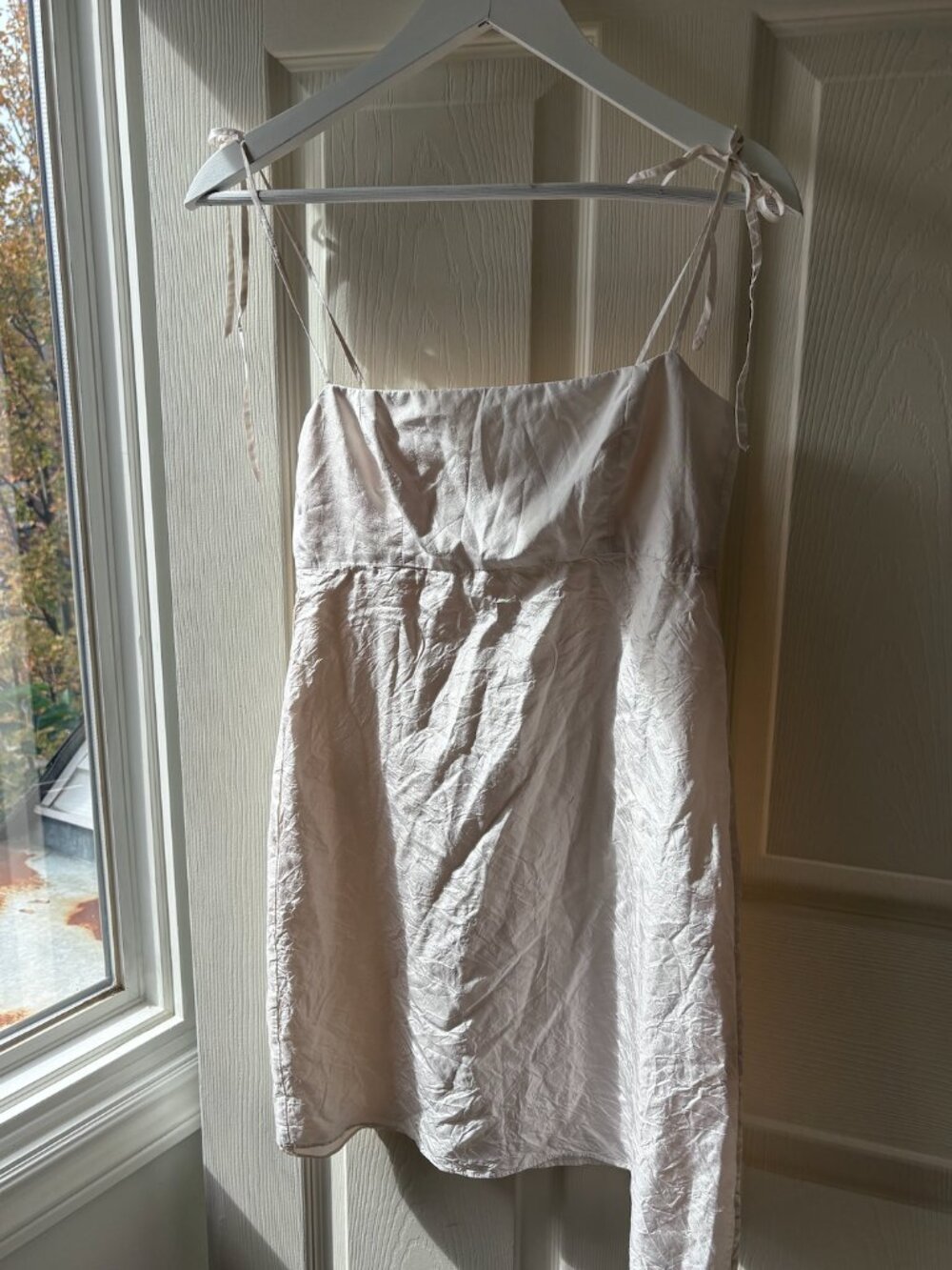 Park & Fifth Co Marlborough White Jacquard Satin Mini Dress, size XS
